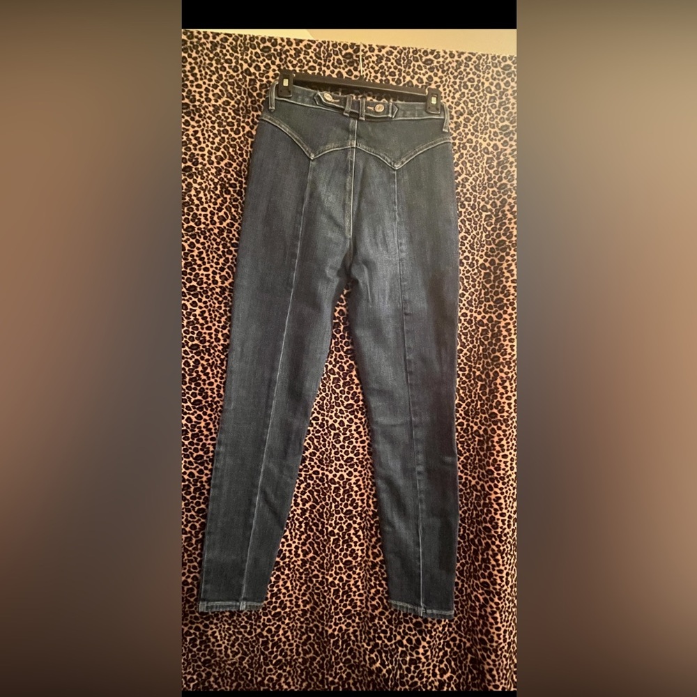 NWT Y2K GUESS Super Hi Rise Dark Blue Skinny Jeans sz 26 - Picture 2 of 4
